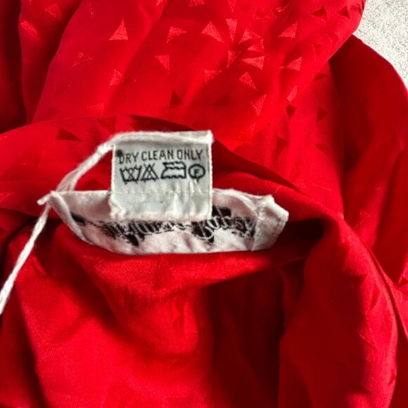 Adrianna Papell Womens Red Geometric Silk Pleated Bow Tie Neck Blouse Size 10 - Picture 4 of 8